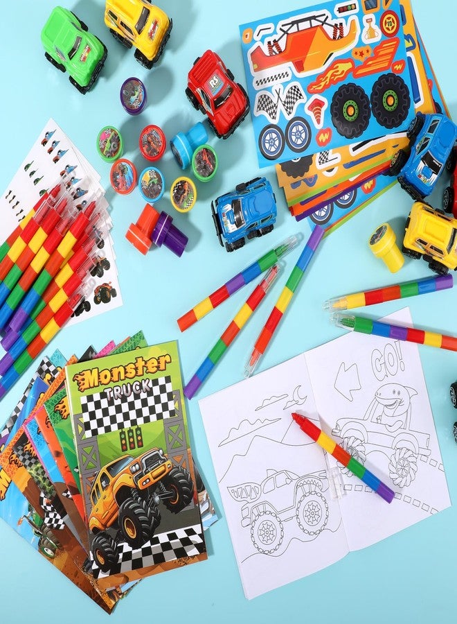 BenLouis 84Pcs Monster Truck Party Favors Truck Car Theme Coloring Books Crayons Sticker Set Bulk for Kids Racing Wheels Birthday Decor Goodie Bag Stuffer Classroom Rewards Craft Pinata Supplies - Image 4